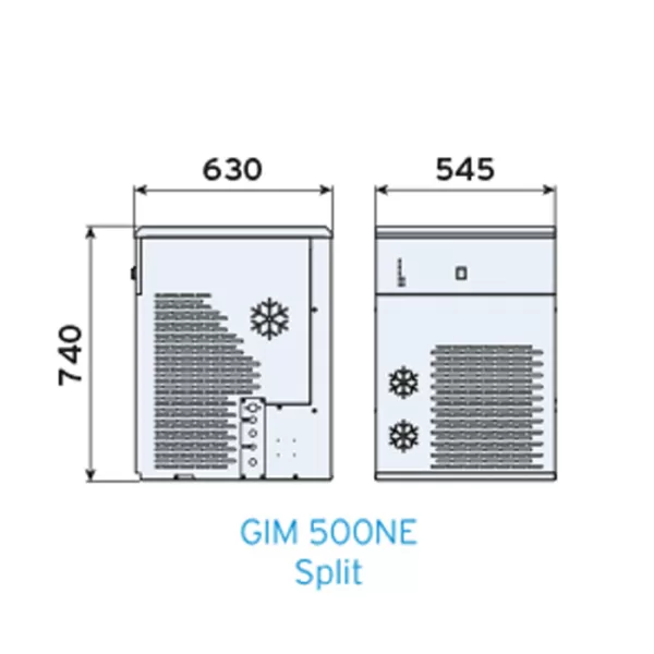 Ice-Tek ledomat za led u granulama - GIM 500NE Split - dimenzije
