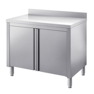 Radni stol dubine 600mm s dva krilna vrata i zaštitom za zid - INOX BIM TVB6.xA