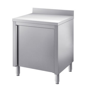 Radni stol dubine 600mm s jednim vratima i zaštitom za zid - INOX BIM TVB6.xA