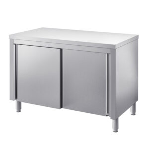 Radni stol dubine 700mm s jednim kliznim i jednim fiksnim vratima, bez zaštite za zid - INOX BIM TVA.x